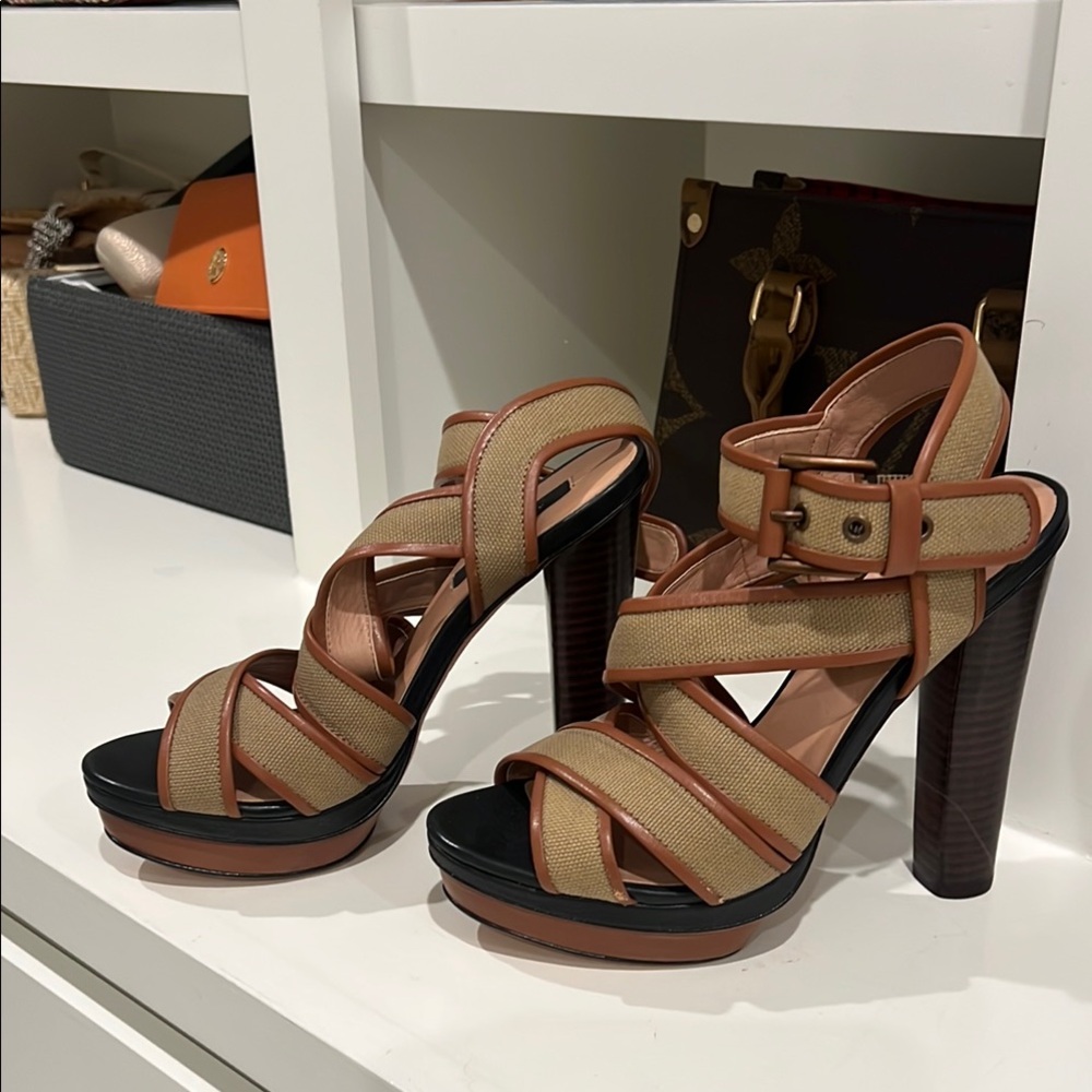 Ann Taylor Tan and Brown Platform Heels